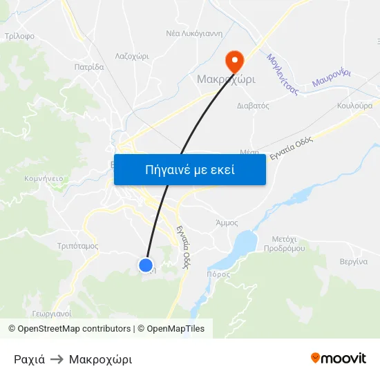 Ραχιά to Μακροχώρι map