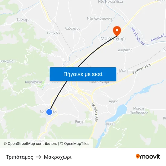 Τριπόταμος to Μακροχώρι map