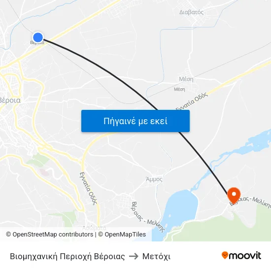 Βιομηχανική Περιοχή Βέροιας to Μετόχι map