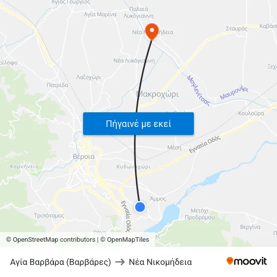 Αγία Βαρβάρα (Βαρβάρες) to Νέα Νικομήδεια map