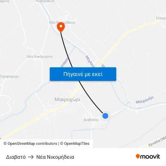 Διαβατό to Νέα Νικομήδεια map