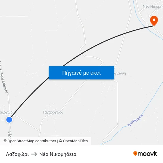 Λαζοχώρι to Νέα Νικομήδεια map