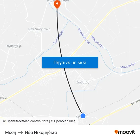 Μέση to Νέα Νικομήδεια map