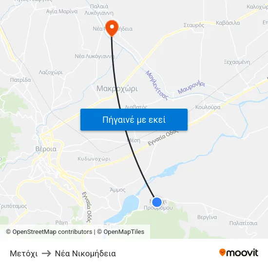 Μετόχι to Νέα Νικομήδεια map