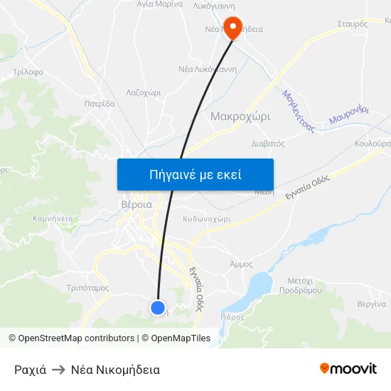 Ραχιά to Νέα Νικομήδεια map