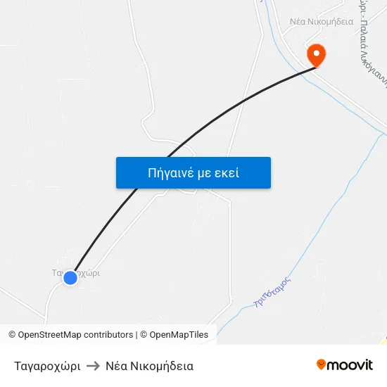 Ταγαροχώρι to Νέα Νικομήδεια map