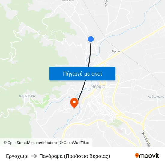 Εργοχώρι to Πανόραμα (Προάστιο Βέροιας) map