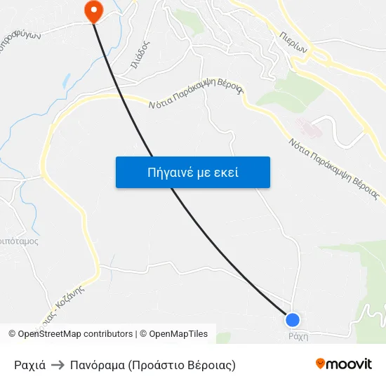 Ραχιά to Πανόραμα (Προάστιο Βέροιας) map