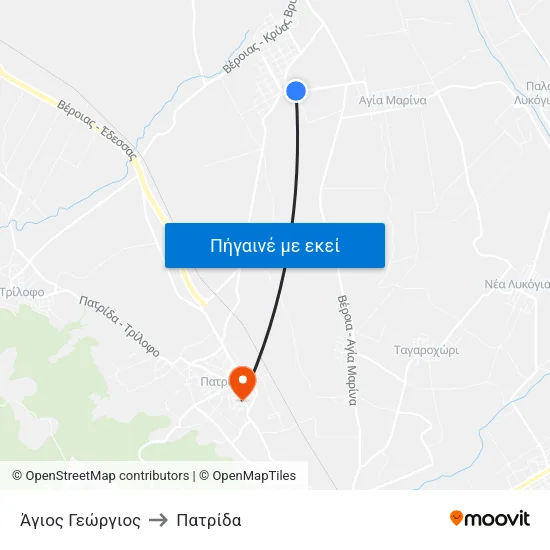 Άγιος Γεώργιος to Πατρίδα map
