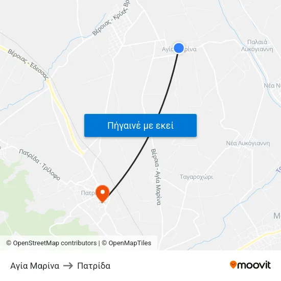 Αγία Μαρίνα to Πατρίδα map