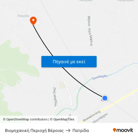 Βιομηχανική Περιοχή Βέροιας to Πατρίδα map