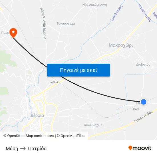 Μέση to Πατρίδα map