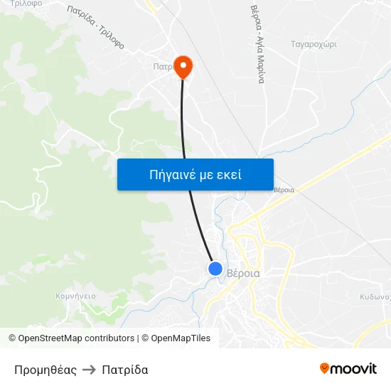 Προμηθέας to Πατρίδα map