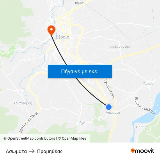 Ασώματα to Προμηθέας map