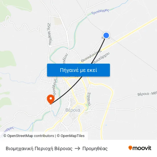 Βιομηχανική Περιοχή Βέροιας to Προμηθέας map