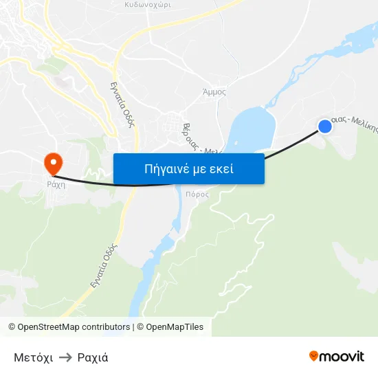 Μετόχι to Ραχιά map