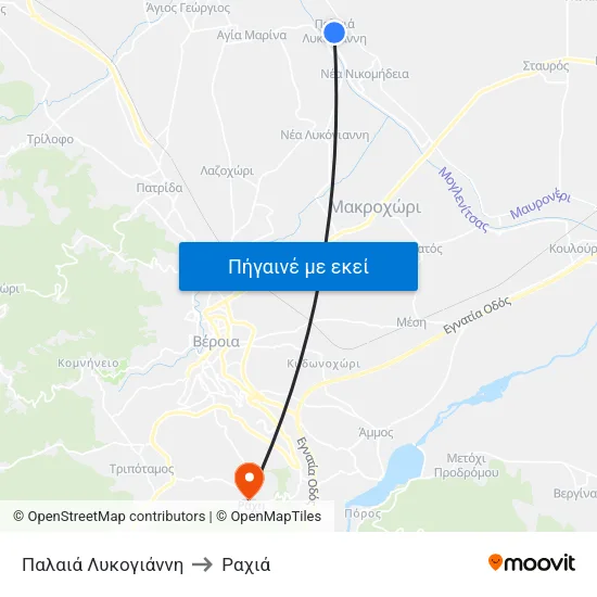 Παλαιά Λυκογιάννη to Ραχιά map