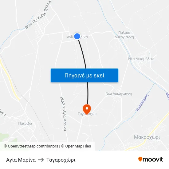 Αγία Μαρίνα to Ταγαροχώρι map