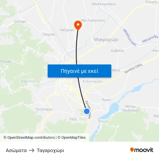 Ασώματα to Ταγαροχώρι map