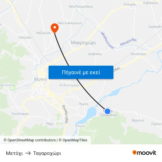 Μετόχι to Ταγαροχώρι map