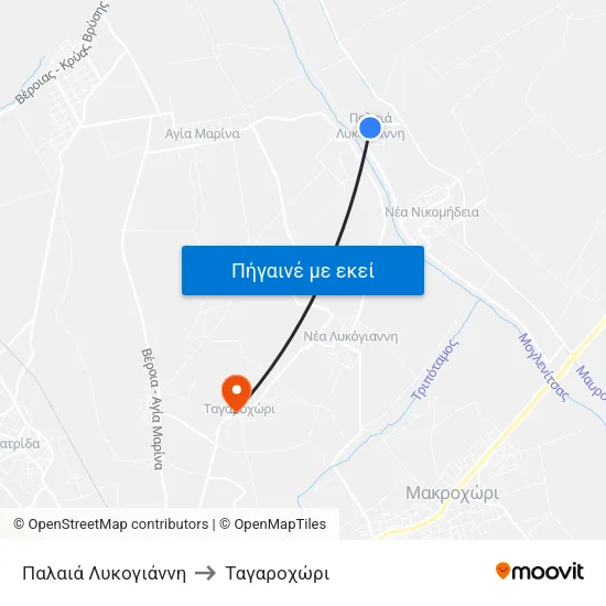 Παλαιά Λυκογιάννη to Ταγαροχώρι map
