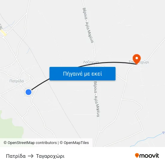 Πατρίδα to Ταγαροχώρι map