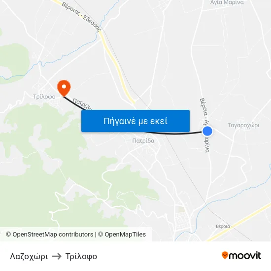 Λαζοχώρι to Τρίλοφο map
