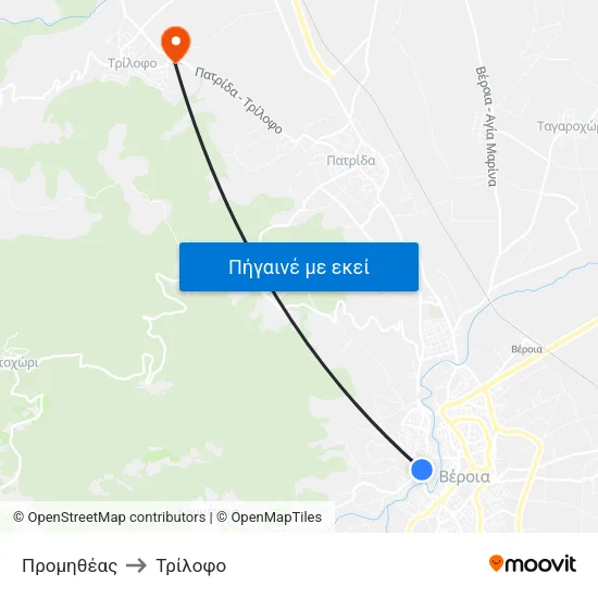 Προμηθέας to Τρίλοφο map