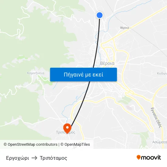 Εργοχώρι to Τριπόταμος map