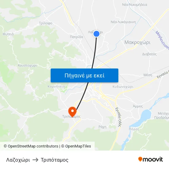 Λαζοχώρι to Τριπόταμος map