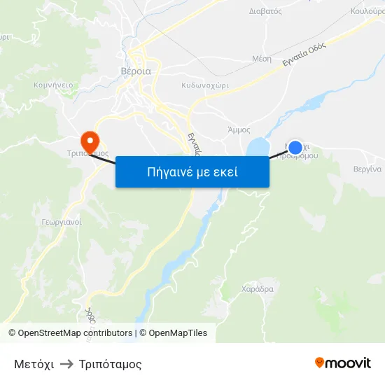 Μετόχι to Τριπόταμος map