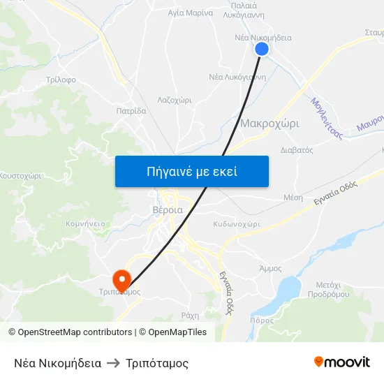 Νέα Νικομήδεια to Τριπόταμος map