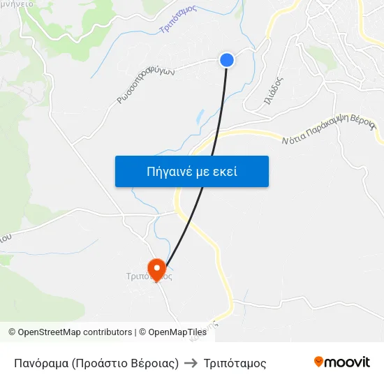 Πανόραμα (Προάστιο Βέροιας) to Τριπόταμος map