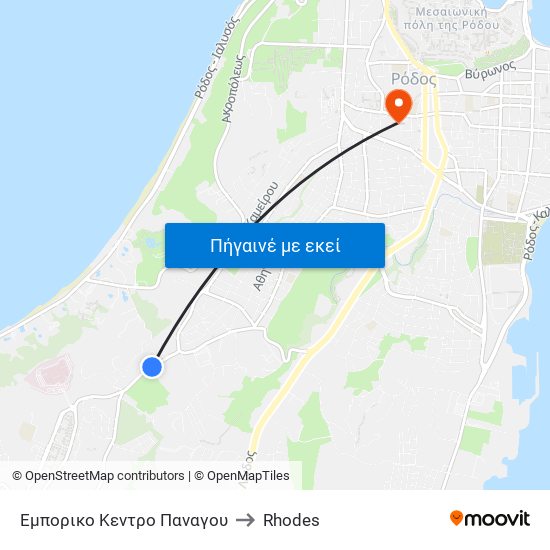 Εμπορικο Κεντρο Παναγου to Rhodes map