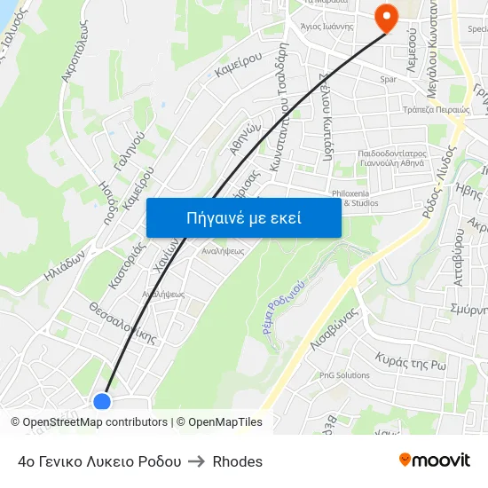 4ο Γενικο Λυκειο Ροδου to Rhodes map