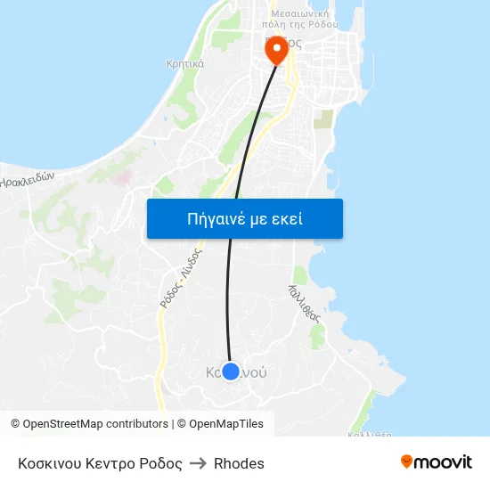 Κοσκινου Κεντρο Ροδος to Rhodes map