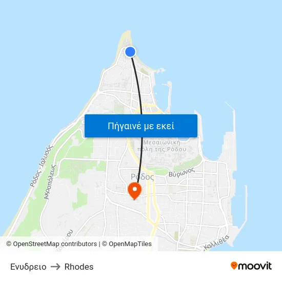 Ενυδρειο to Rhodes map
