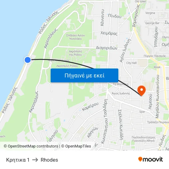 Κρητικα 1 to Rhodes map