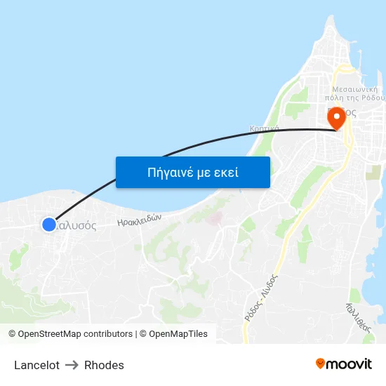 Lancelot to Rhodes map