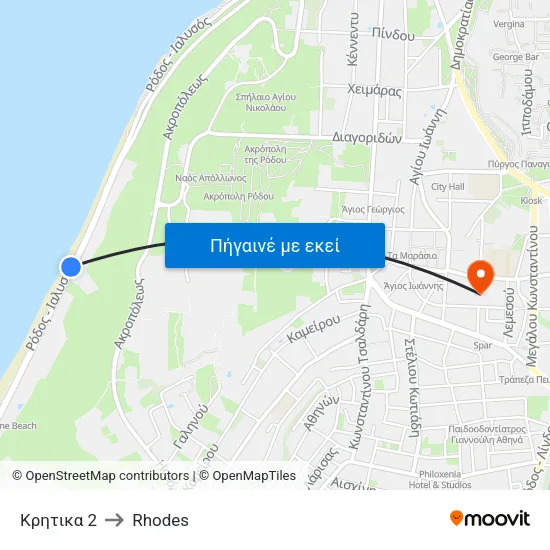 Κρητικα 2 to Rhodes map