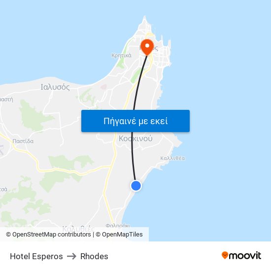 Hotel Esperos to Rhodes map