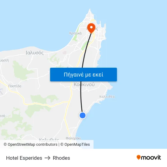 Hotel Esperides to Rhodes map