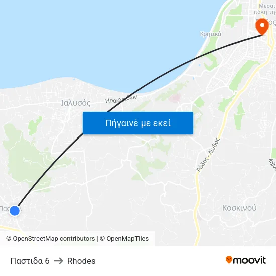 Παστιδα 6 to Rhodes map