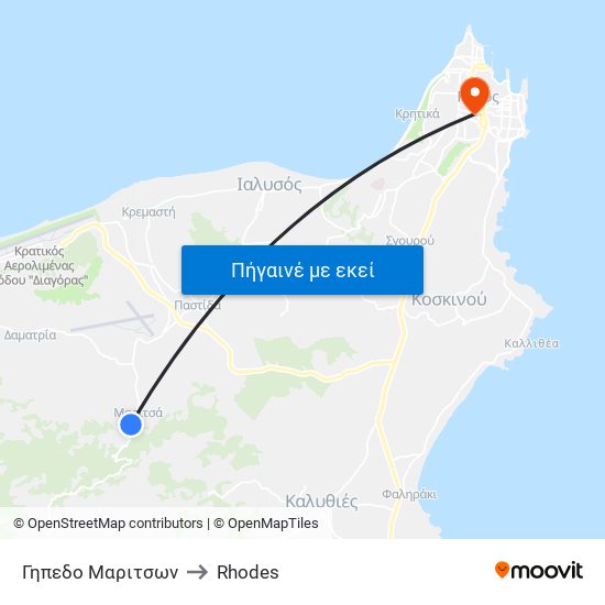 Γηπεδο Μαριτσων to Rhodes map