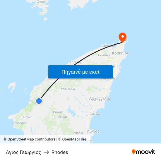 Αγιος Γεωργιος to Rhodes map