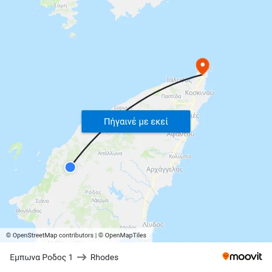 Εμπωνα Ροδος 1 to Rhodes map
