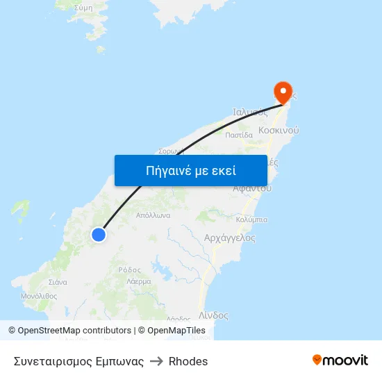 Συνεταιρισμος Εμπωνας to Rhodes map