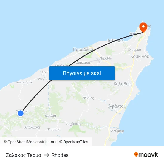 Σαλακος Τερμα to Rhodes map