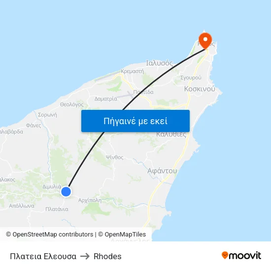 Πλατεια Ελεουσα to Rhodes map