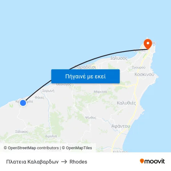 Πλατεια Καλαβαρδων to Rhodes map